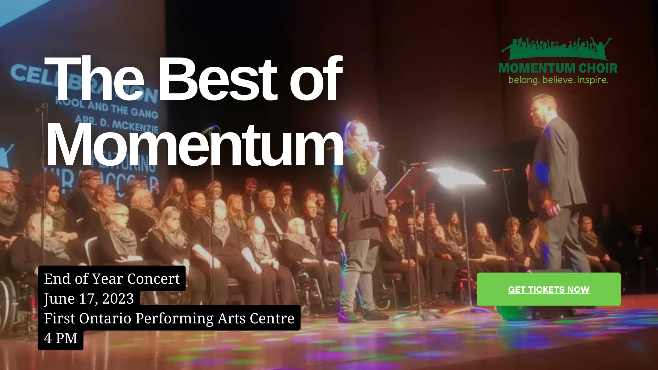 Best of Momentum Concert promo image with title and description of date, time, location